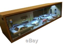 1/18 118 Scale Diorama Garage Display Wood & Acrylic Sliding Show Case Led Lamp