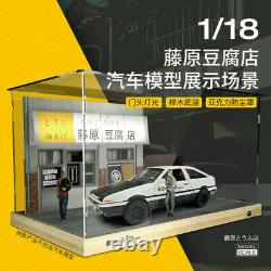 1/18 LED Display Case for AE86 Initial D Fujiwara Tofu Shop Scene Figure Model