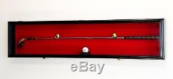 1-2 Golf Club & Ball Putter Display Case Cabinet Rack 98% UV Lockable Wood Iron