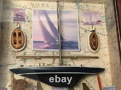 1 Small Handmade Nautical Model Yacht Wall Hanging Display Case Plaque