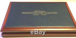 2007-2016 Complete Set Presidential Dollar Coin Display cherry wood Case leather