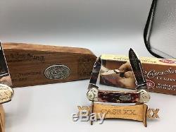2009 Case CCC XX Canoe Knife Set Cabernet Bone Mint In Wood Display Case #10