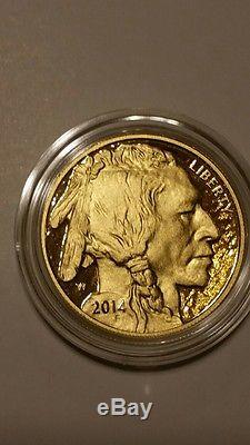 2014-W American Gold Buffalo Proof (1 oz) $50, withbox, wood display case & coa