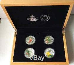 2015 FORESTS of CANADA 4 COIN SET with WOOD DISPLAY CASE, PURE. 9999 SILVER