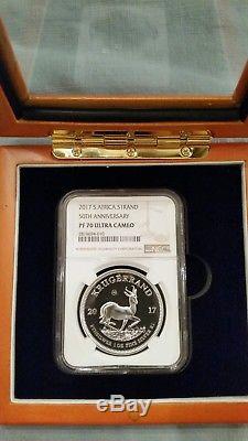 2017 silver PROOF krugerrand NGC PF70 With Custom Solid Wood Display Case