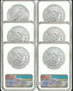 2021 Morgan & Peace Dollars Ngc Ms70 Fr (6) Coin Set All Ogp & Wood Display Case