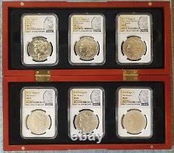 2021 Morgan & Peace Ngc Ms70 First Release (6) Coin Set Ogp & Wood Display Case