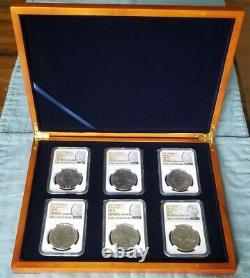 2021 Morgan & Peace Ngc Ms70 First Release (6) Coin Set Wood Display Case Inc