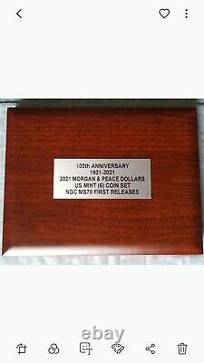 2021 Morgan & Peace Ngc Ms70 First Release (6) Coin Set Wood Display Case Inc