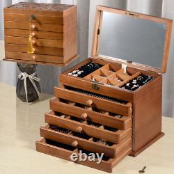 2023 Solid wood six-layer jewelry box Large capacity lockable jewelry box
