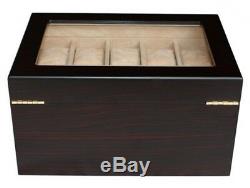 20 Ebony Walnut Dark Wood Mens Watch Collector Jewelry Display Case Box Gift