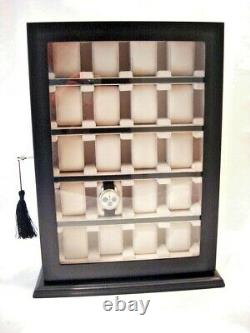 20 Large Slot Wrist Watch Black Wood Storage Display Wall Cabinet Box Case Chest