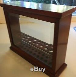 20 Pen Beautiful Wood Vertical Two Sided Beveled Glass Display Case