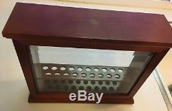 20 Pen Beautiful Wood Vertical Two Sided Beveled Glass Display Case