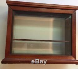 20 Pen Beautiful Wood Vertical Two Sided Beveled Glass Display Case