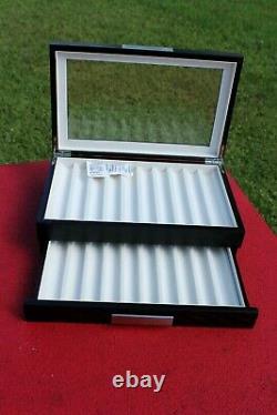 20 Piece Black Ebony Wood Pen Display Case Storage And Fountain Collector Box