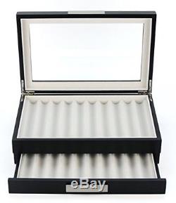 20 Piece Black Ebony Wood Pen Display Case Storage and Fountain Pen Collector
