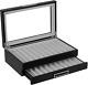 20 Piece Black Ebony Wood Pen Display Case Storage And Fountain Pen Collector Or