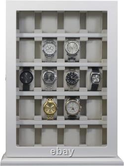 20-Piece White Wood Watch Display Case & Organizer for Oversized Watches