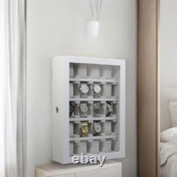 20-Piece White Wood Watch Display Case & Organizer for Oversized Watches