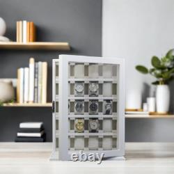 20-Piece White Wood Watch Display Case & Organizer for Oversized Watches