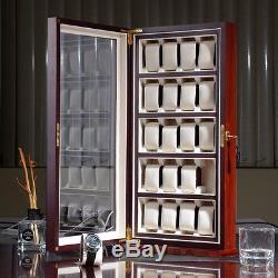 20 Rosewood Watch Display Acrylic Top Storage Organizer Stand Show Case Box Mens