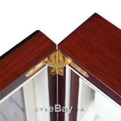 20 Rosewood Watch Display Acrylic Top Storage Organizer Stand Show Case Box Mens