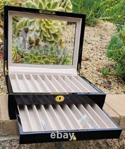 20 Slot 2 Layer Wood Pen Storage Display Case Black NEW! (CLOSEOUT 50% OFF)