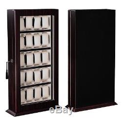 20 Slot Watch Display Case Wood Deluxe Acrylic Top Show Stand Holder Organizer