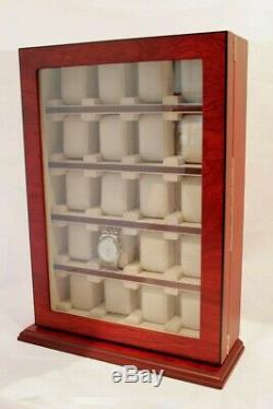 20 Wrist Watch Storage Cabinet Chest Box Display Wooden Case Bubinga Wood Veneer