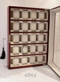 20 Wrist Watch Storage Cabinet Chest Box Display Wooden Case Bubinga Wood Veneer