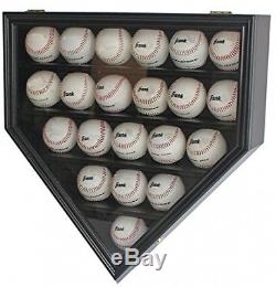 21 Baseball Display Case Holder Cabinet Wood With UV Protection Door, Locks