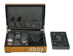 21 Slots Wrist Wooden Watch Box Display Case Organizer Jewelry Storage Holder