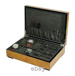 21 Slots Wrist Wooden Watch Box Display Case Organizer Jewelry Storage Holder