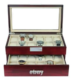 24 Oversized Extra Large Wood Watch Box Display Case Storage Jewelry Organizer