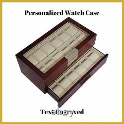 24 Personalized Oversized Wood Watch Box Display Case Storage Jewelry Organizer