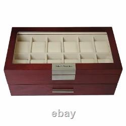 24 Personalized Oversized Wood Watch Box Display Case Storage Jewelry Organizer