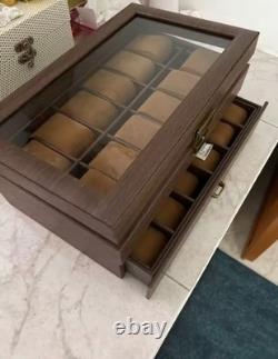 24 Slot Watch Box 2 Tier Display Case Glass Top Jewellery Storage Organizer