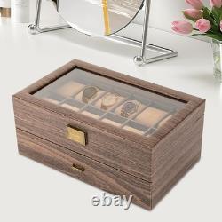 24 Slot Watch Box 2 Tier Display Case Glass Top Jewellery Storage Organizer