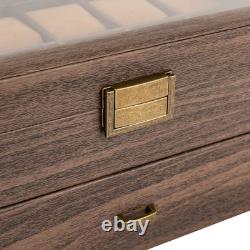 24 Slot Watch Box 2 Tier Display Case Glass Top Jewellery Storage Organizer