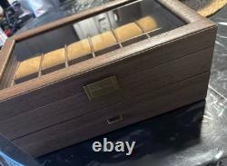 24 Slot Watch Box 2 Tier Display Case Glass Top Jewellery Storage Organizer