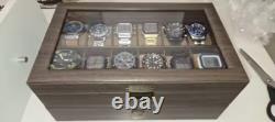 24 Slot Watch Box 2 Tier Display Case Glass Top Jewellery Storage Organizer