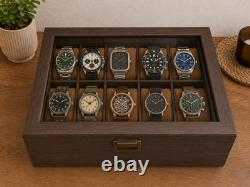 24 Slot Watch Box 2 Tier Display Case Glass Top Jewellery Storage Organizer