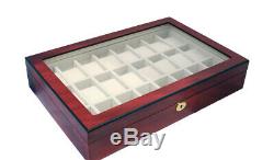 24 Watch Cherry Storage Rose Wood Display Chest Box Display Wooden Case Cabinet