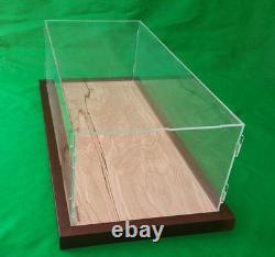 29L x 12.5W x 11H display case with 3/16 thick Acrylic brown wood frame base