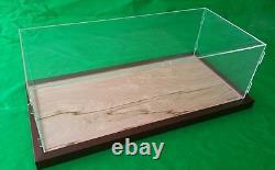 29L x 12.5W x 11H display case with 3/16 thick Acrylic brown wood frame base