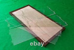 29L x 12.5W x 11H display case with 3/16 thick Acrylic brown wood frame base