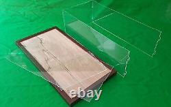 29L x 12.5W x 11H display case with 3/16 thick Acrylic brown wood frame base