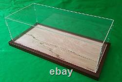 29L x 12.5W x 11H display case with 3/16 thick Acrylic brown wood frame base