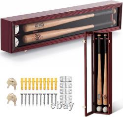 2 Baseball Bat Display Case Wall Mount Wooden Display Holder Vertical Horizontal